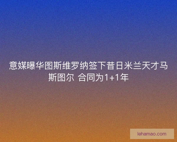 意媒曝华图斯维罗纳签下昔日米兰天才马斯图尔 合同为1+1年