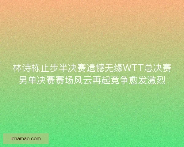 林诗栋止步半决赛遗憾无缘WTT总决赛男单决赛赛场风云再起竞争愈发激烈