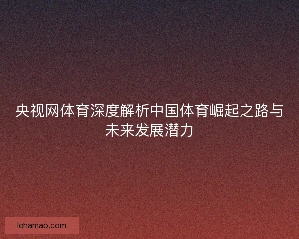央视网体育深度解析中国体育崛起之路与未来发展潜力